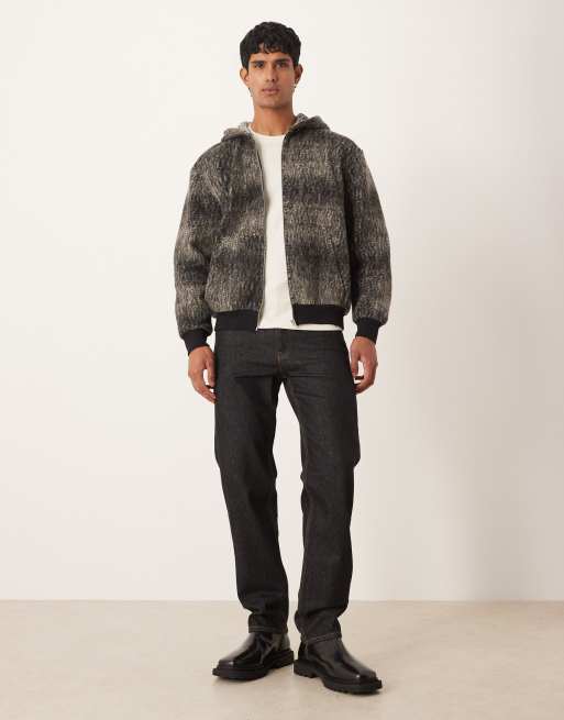 ASOS DESIGN – Svart, ormskinnsmönstrad, jacquardvävd, avslappnad huvtröja med dragkedja, 2 av 5