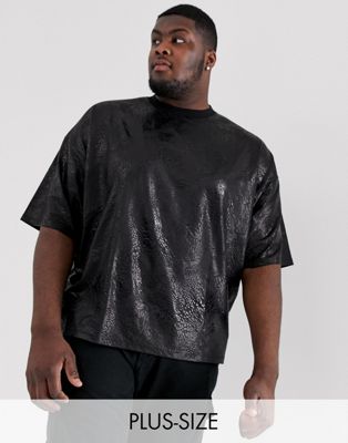 ASOS DESIGN – Svart oversize-t-shirt i plusstorlek med halvlång ärm och djurmönster