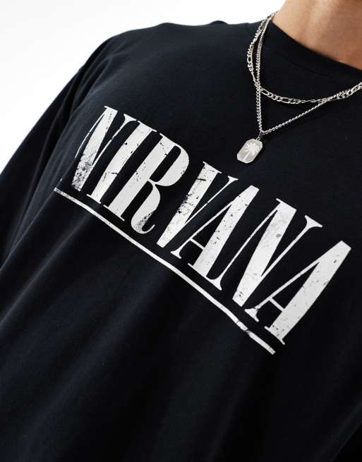 ASOS DESIGN – Svart oversize t-shirt i unisex-modell med licenserat "Nirvana"-gitarrtryck, 3 av 4