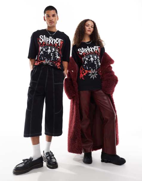 ASOS DESIGN – Svart oversize t-shirt i unisex-modell med Slipknot-tryck - view 1
