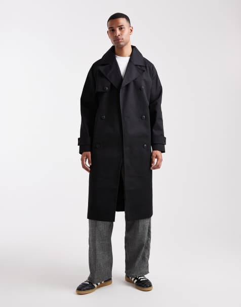 ASOS DESIGN – Svart oversize trenchcoat - view 1