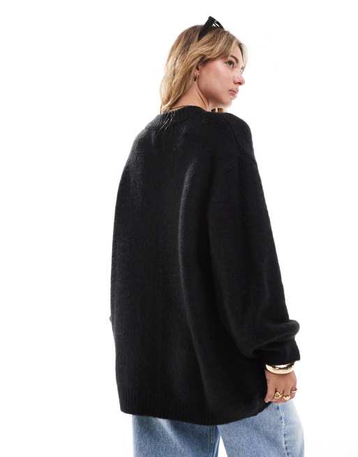ASOS DESIGN – Svart oversized tröja med rund halsringning , 4 av 4