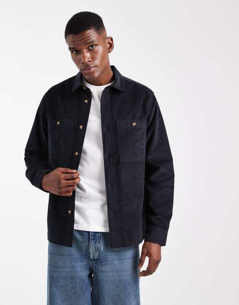 ASOS DESIGN – Svart överskjorta i manchester - view 1