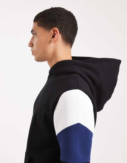 ASOS DESIGN – Svart, panelsydd huvtröja, 4 av 5