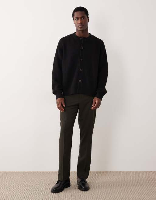ASOS DESIGN – Svart, patentstickad kofta i oversized fit med rund halsringning, 2 av 5