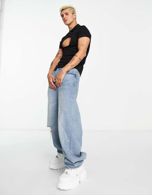 ASOS DESIGN – Svart pikétröja i muscle fit med utskurna detaljer, 3 av 4