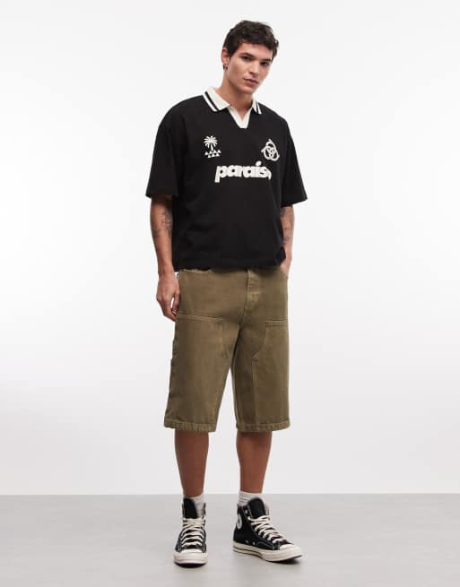 ASOS DESIGN – Svart pikétröja i oversize med boxig passform och fotbollstryck, 2 av 5