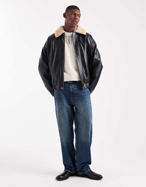 ASOS DESIGN – Svart pilotjacka med teddykrage, 2 av 5