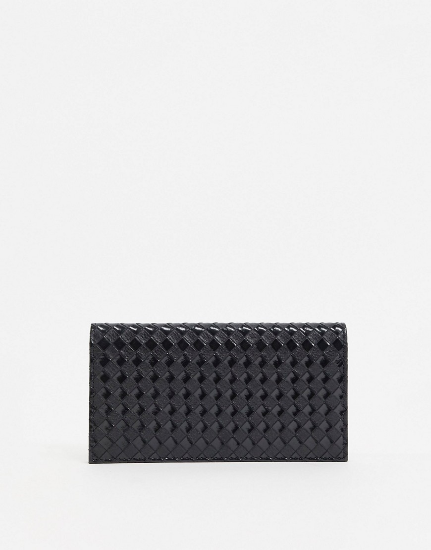 ASOS DESIGN – Svart plånbok i vävd design med lock