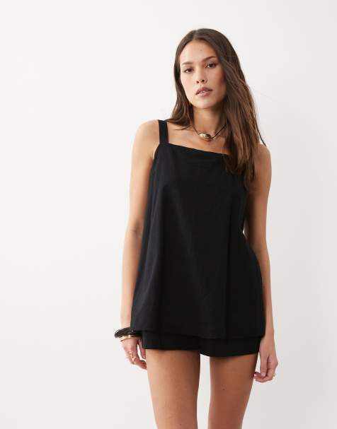 ASOS DESIGN – Svart playsuit med smala axelband - view 1