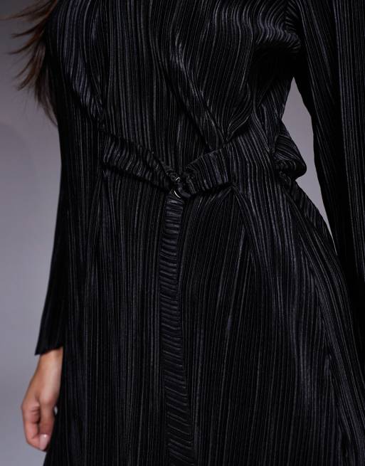 ASOS DESIGN – Svart, plisserad miniklänning med knytdetalj, 3 av 4