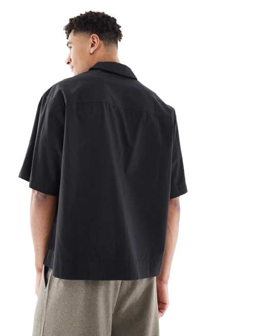ASOS DESIGN – Svart poplinskjorta i oversize med boxig passform, 4 av 4