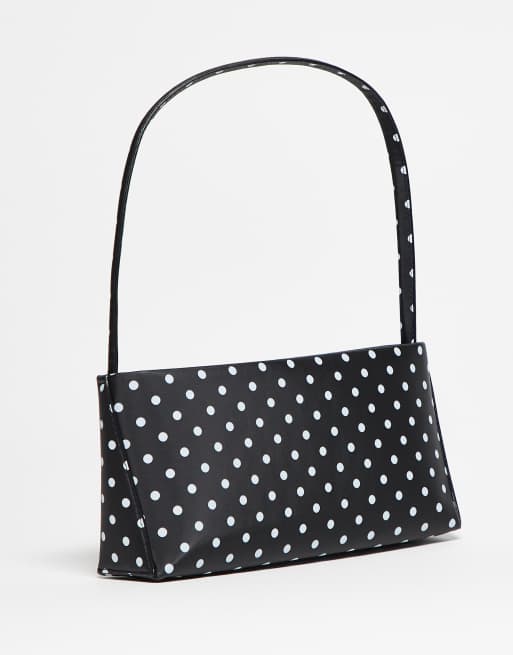 ASOS DESIGN – Svart, prickig, minimalistisk axelväska i 90-talsstil av nylon, 3 av 3
