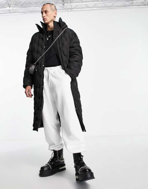 ASOS DESIGN – Svart pufferkappa i lång modell