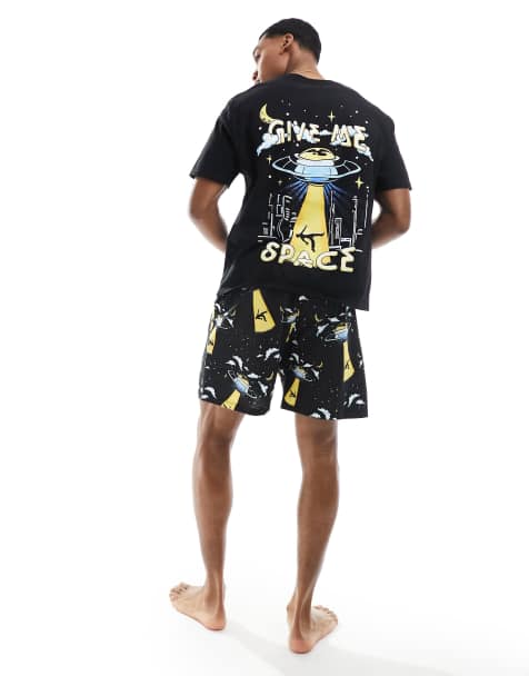 ASOS DESIGN – Svart pyjamas med "Give Me Space"-text - view 1