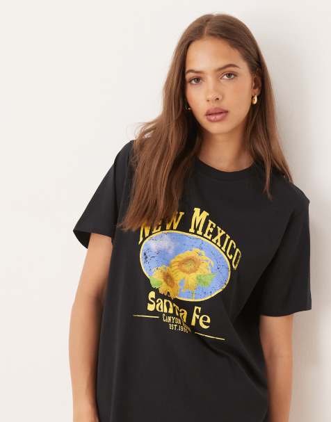 ASOS DESIGN – Svart, regular t-shirt med New Mexico- och solrostryck - view 1
