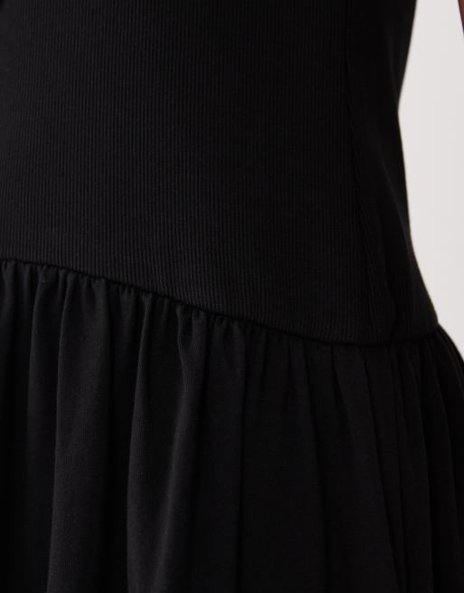 ASOS DESIGN – Svart, ribbad midiklänning med sänkt midja, 3 av 4