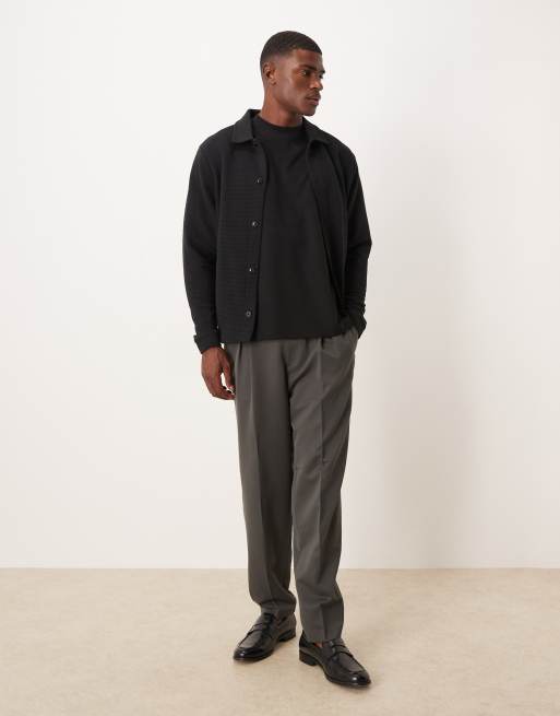 ASOS DESIGN – Svart, ribbad skjortjacka i jersey, 2 av 5
