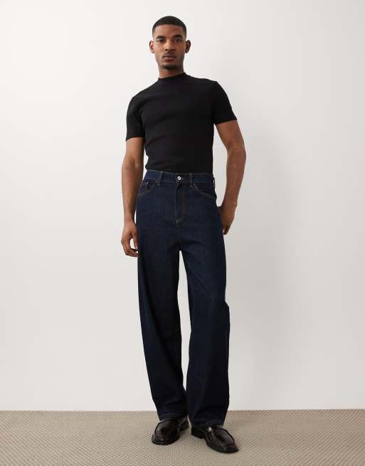 ASOS DESIGN – Svart, ribbad t-shirt med smal passform och hög krage, 3 av 5