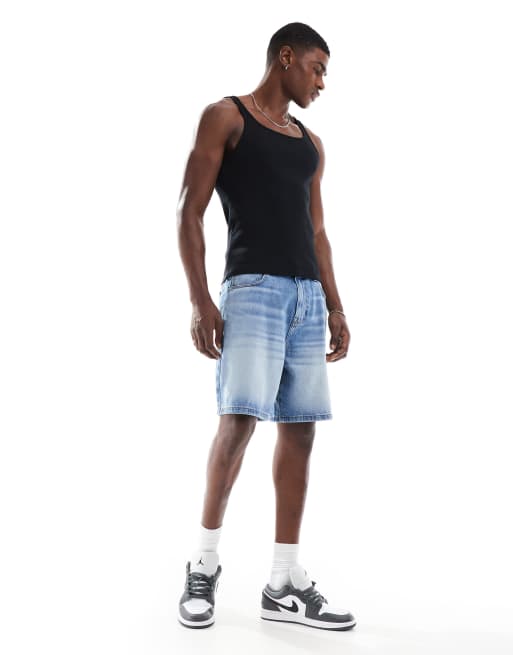 ASOS DESIGN – Svart, ribbat baslinne i muscle fit med fyrkantig ringning, 3 av 4