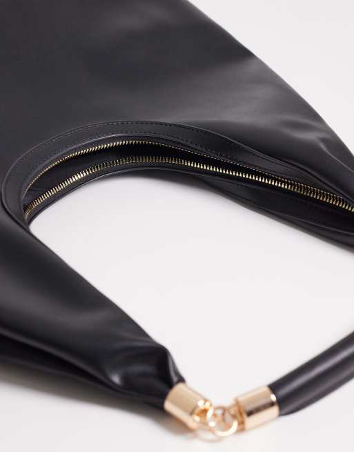 ASOS DESIGN – Svart, rundad toteväska med metalldetaljer på handtaget, 4 av 4