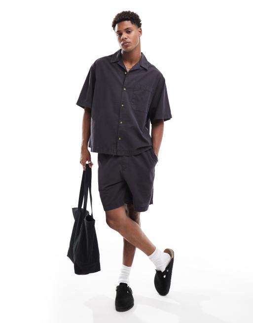 ASOS DESIGN – Svart set i oversize och linnestil