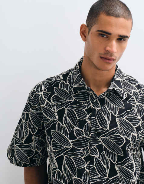 ASOS DESIGN – Svart set med heltäckande blombroderi - view 1