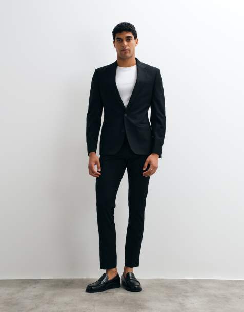 ASOS DESIGN – Svart, skinny kostym i tvättbar ull - view 1