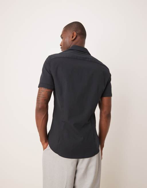 ASOS DESIGN – Svart, skinny oxfordskjorta med cutaway-krage, 4 av 4