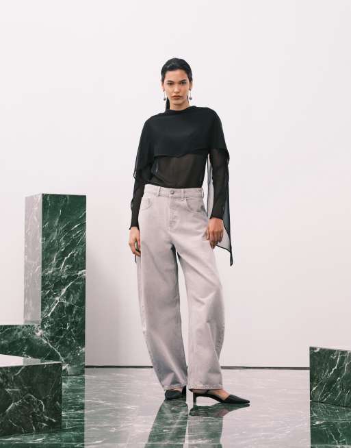 ASOS DESIGN – Svart, skir blus i chiffong med scarfdetalj, 2 av 4