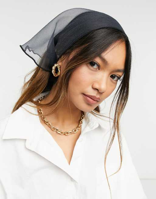 ASOS DESIGN – Svart, skir hårsjal