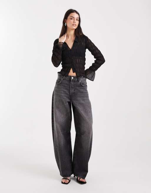 ASOS DESIGN – Svart, skir skjorta med dekorativ söm, 2 av 4