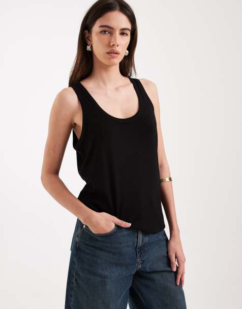 ASOS DESIGN – Svart, skirt linne med ledig passform och djup halsringning - view 1