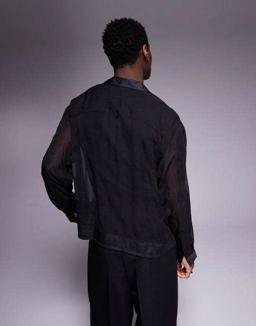 ASOS DESIGN – Svart skjorta i oversize med resortkrage och broderi, 3 av 4