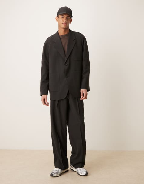 ASOS DESIGN – Svart, smårutig kostym - view 1