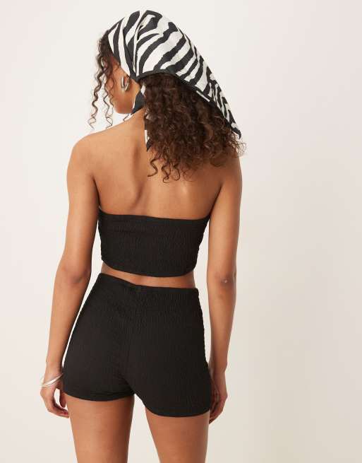 ASOS DESIGN – Svart, smockad bandeautopp med rysch, del av set, 4 av 4