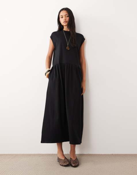 ASOS DESIGN – Svart smockklänning i midilängd - view 1