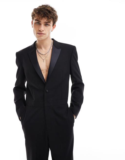 ASOS DESIGN – Svart smoking-jumpsuit med fyrkantiga axlar, 4 av 5