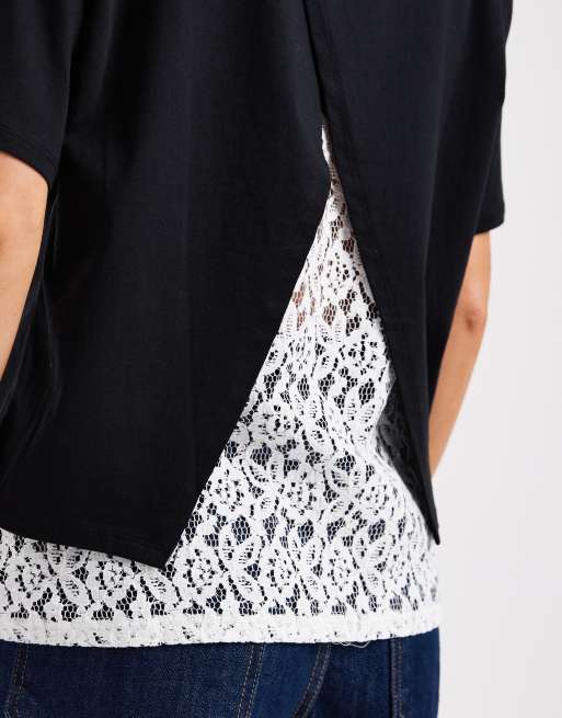 ASOS DESIGN – Svart spetstopp med korta ärmar och öppen rygg, 2 av 4
