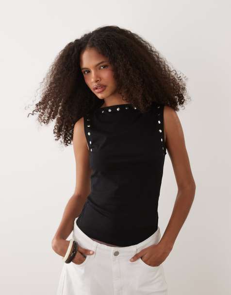 ASOS DESIGN – Svart sportlinne med nitar - view 1