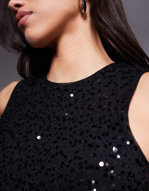 ASOS DESIGN – Svart sportlinne med paljetter i skir mesh, 3 av 4