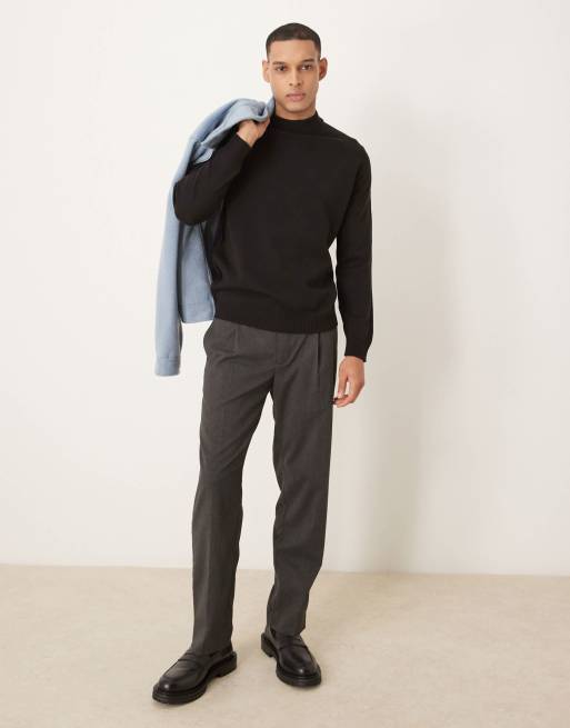 ASOS DESIGN – Svart, stickad, långärmad t-shirt med polokrage, 4 av 4