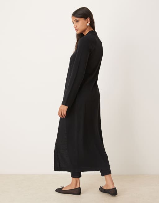 ASOS DESIGN – Svart, stickad maxikofta med utsvängda ärmar, 3 av 4