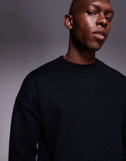 ASOS DESIGN – Svart, stickad tröja i oversize med rund halsringning och "Palermo"-tryck baktill, 5 av 5