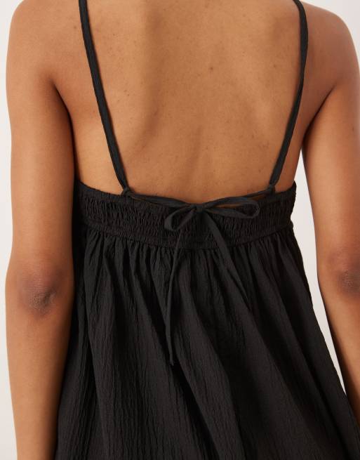 ASOS DESIGN – Svart, strukturerad playsuit med smala axelband i mikrostruktur, 4 av 4