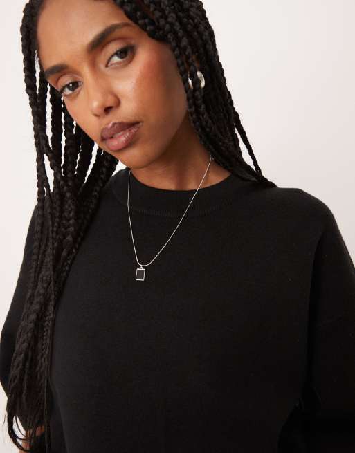ASOS DESIGN – Svart, strukturstickad t-shirt, 3 av 4