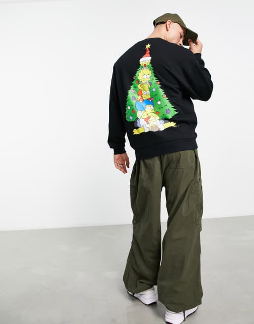 ASOS DESIGN – Svart sweatshirt i oversize med juligt Simpsons-tryck