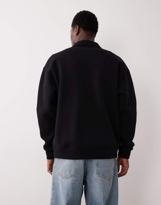 ASOS DESIGN – Svart sweatshirt i oversize och pikéstil, 3 av 5
