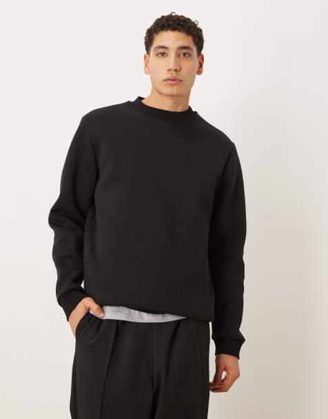 ASOS DESIGN – Svart sweatshirt i scubaliknande tyg - view 1