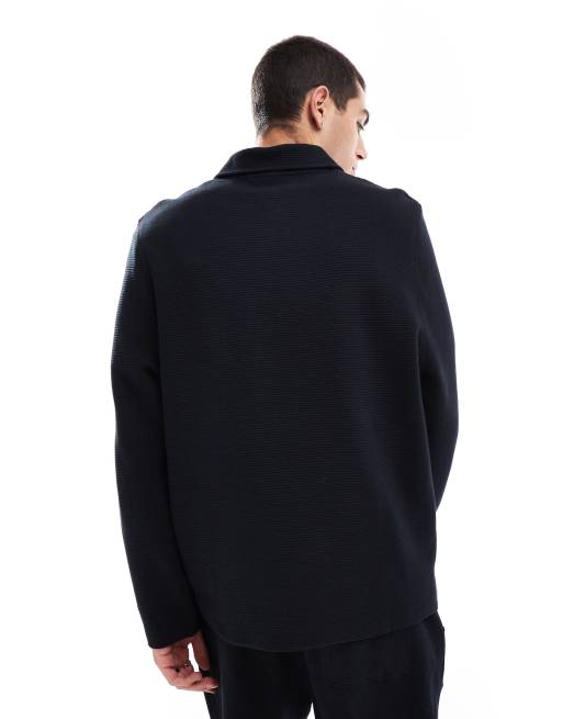 ASOS DESIGN – Svart sweatshirt med ribbad krage och kvartslång dragkedja, 4 av 4